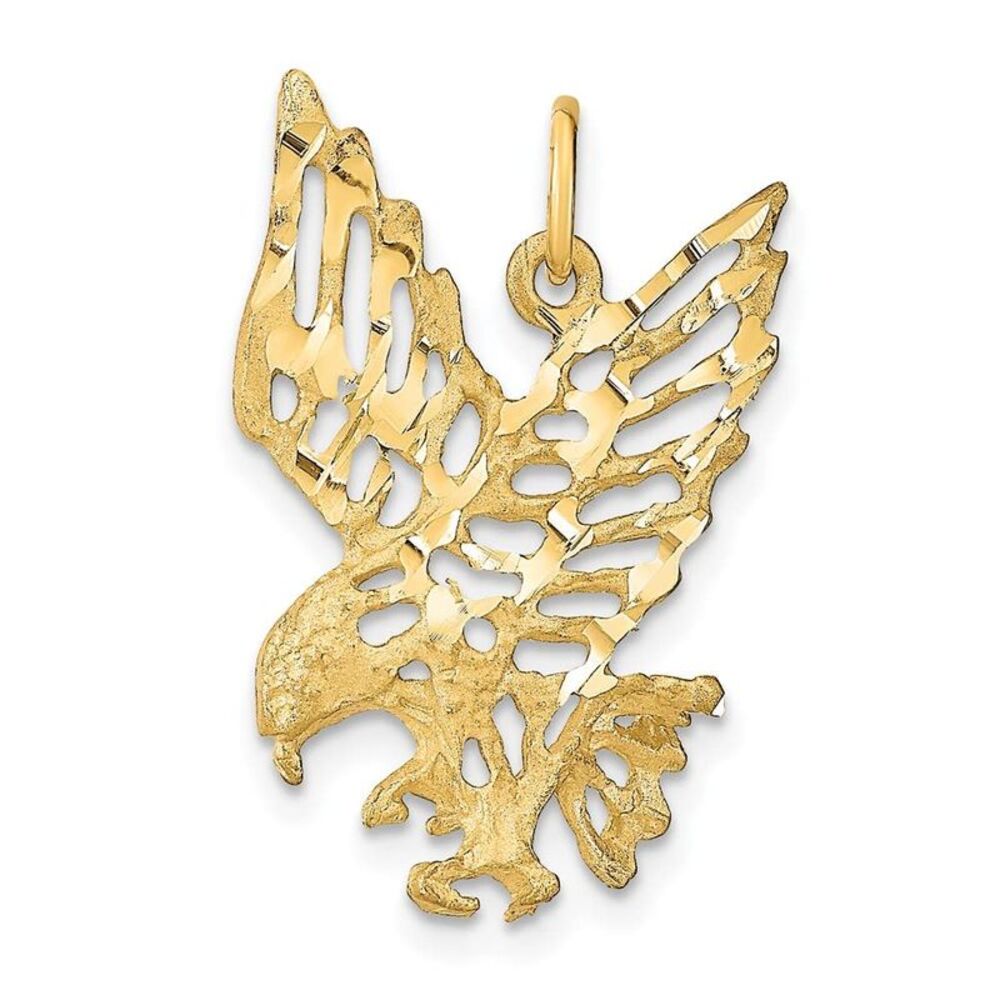 10k Yellow Gold Solid Diamond-Cut Eagle Charm - image 5